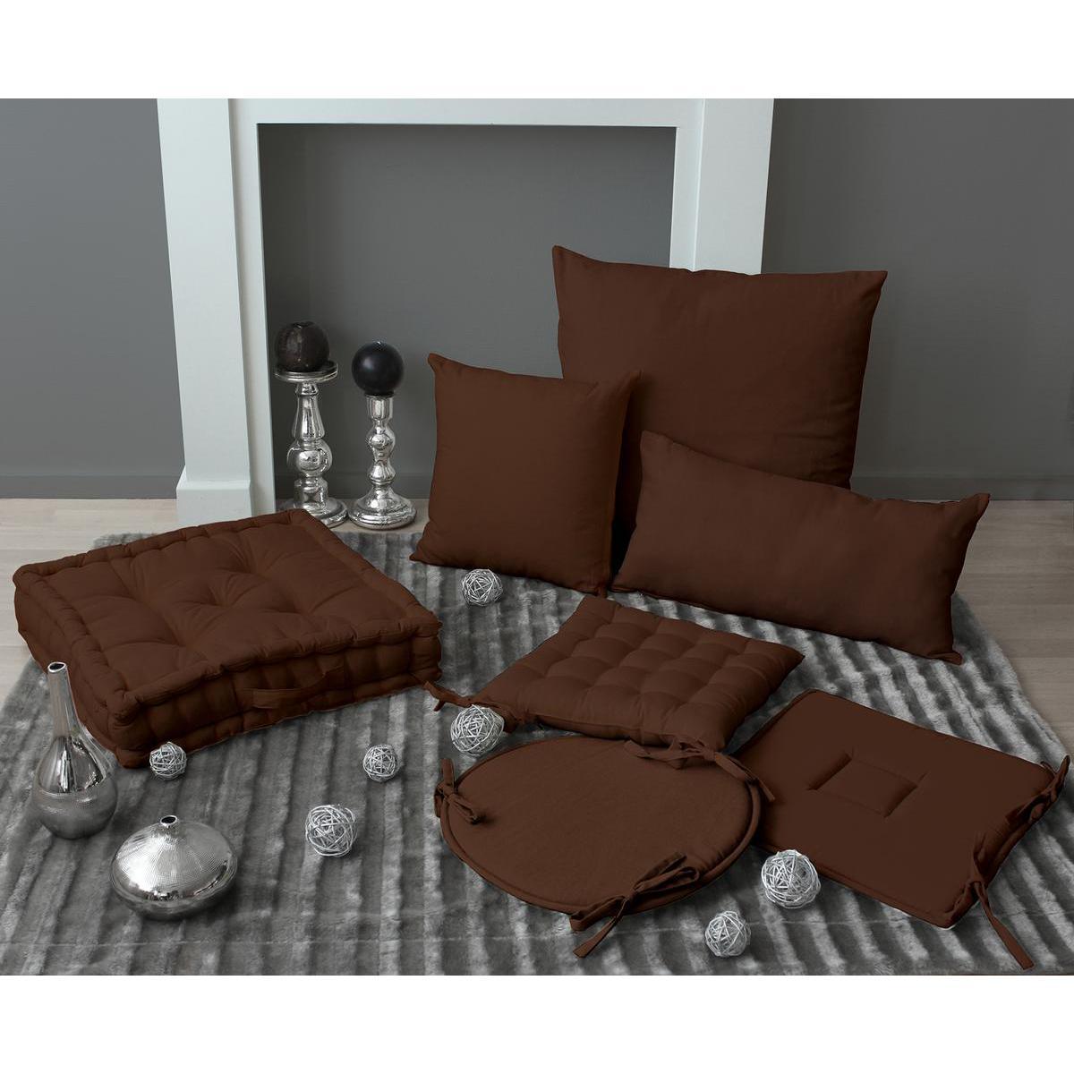 Galette de chaise - 100% coton - 40 x 40 cm - chocolat Marron