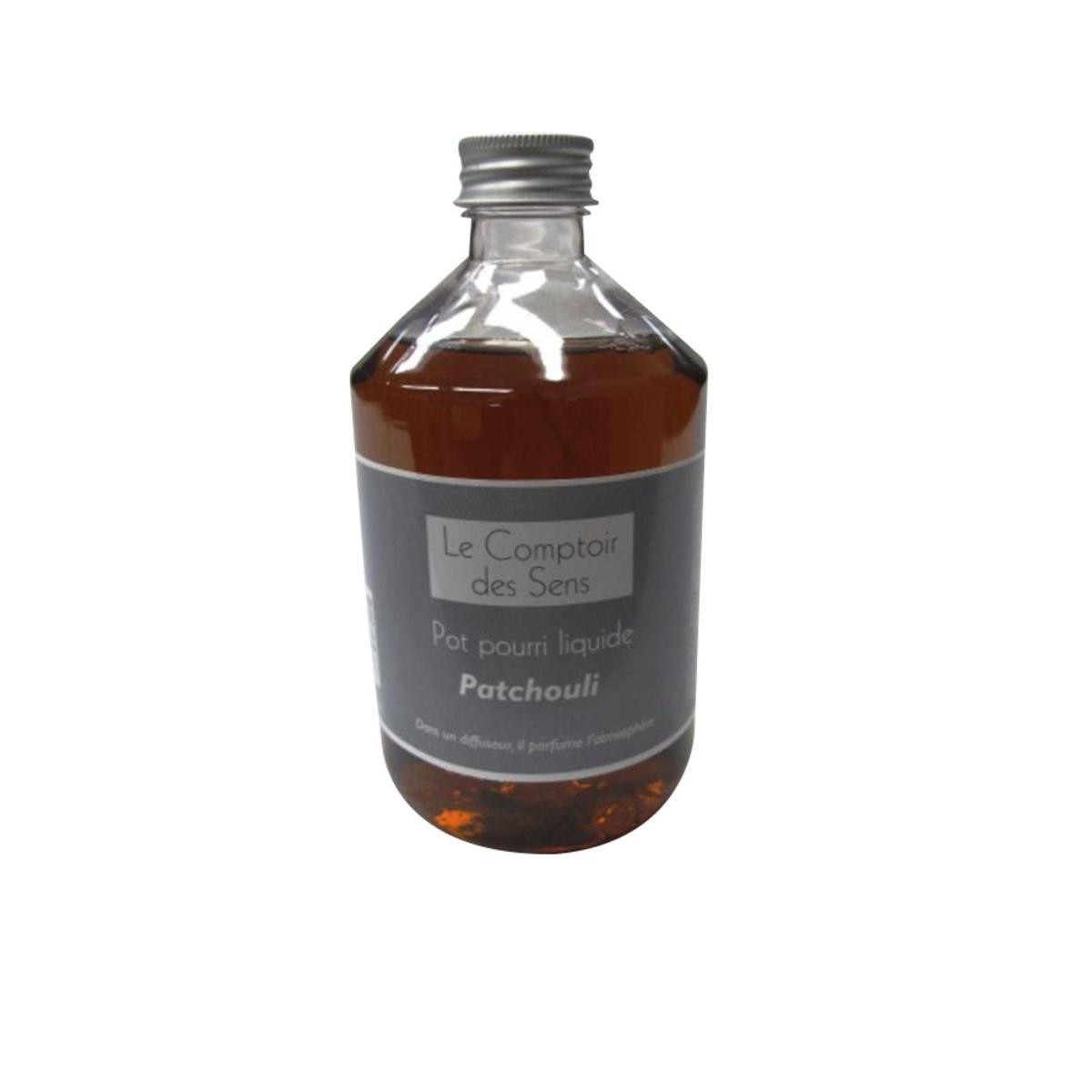 Pot-pourri patchouli en liquide - Plastique - D 7,5 x 15 cm - 500 ml - Marron