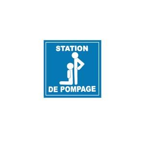 Plaque en métal Station de pompage - 14 x 14 cm - Bleu