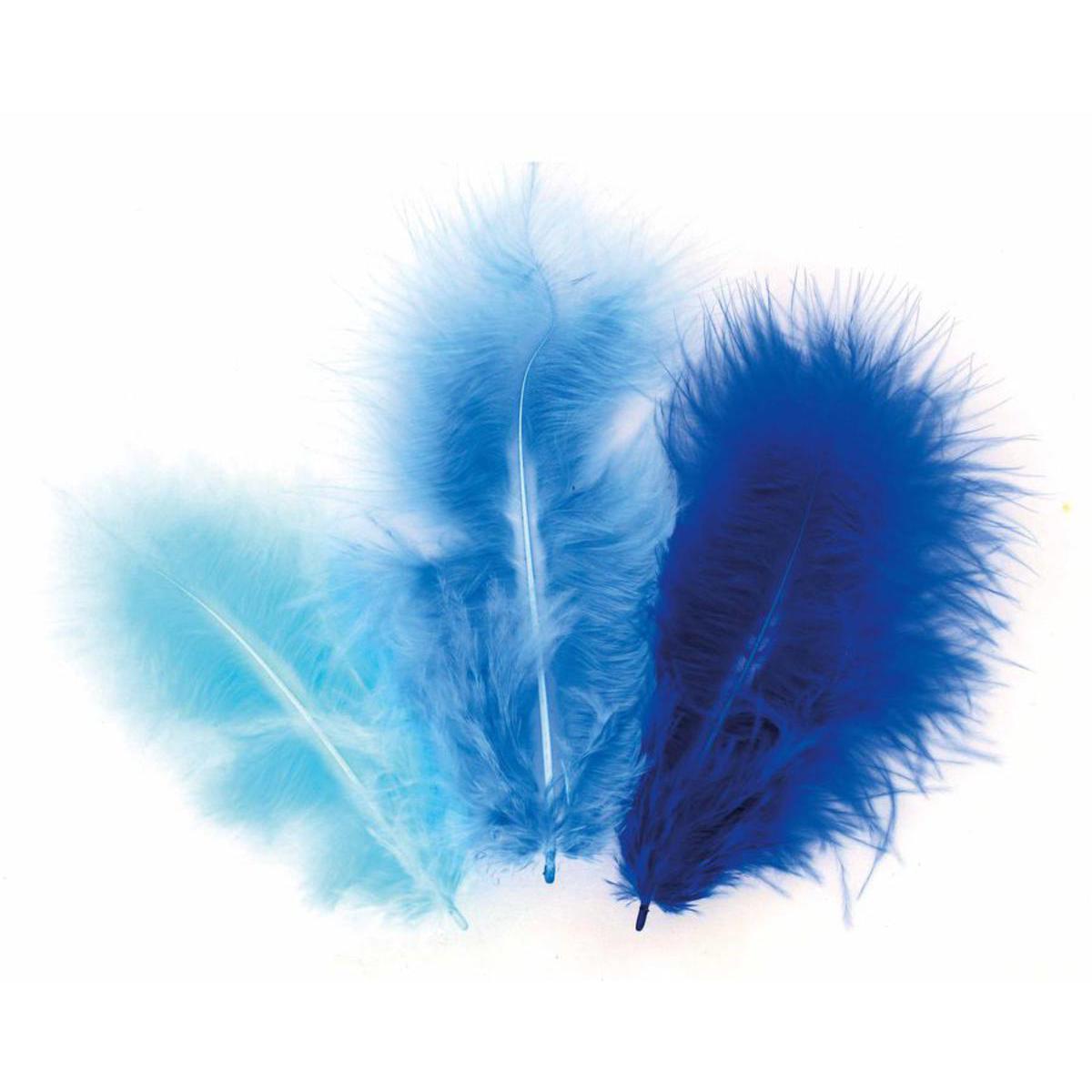 Sachet de 50 plumes - Synthétique - 11,5 x 0,5 x 20 cm - Bleu