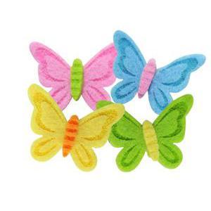 Lot de 8 papillons autocollants - Feutrine - 3,2 x 2,5 cm - Multicolore