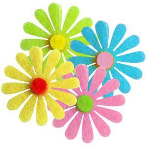 Lot de 8 fleurs autocollants - Feutrine - Diamètre 3,3 cm - Multicolore