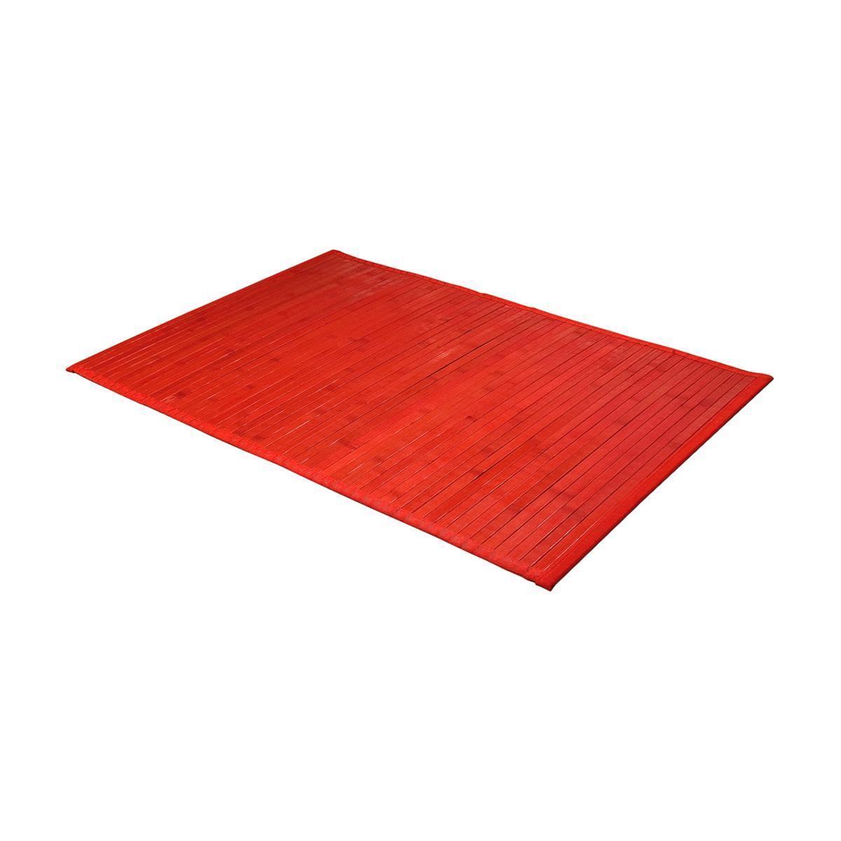 Tapis de bain bambou - L 79 x l 50 cm - Rouge