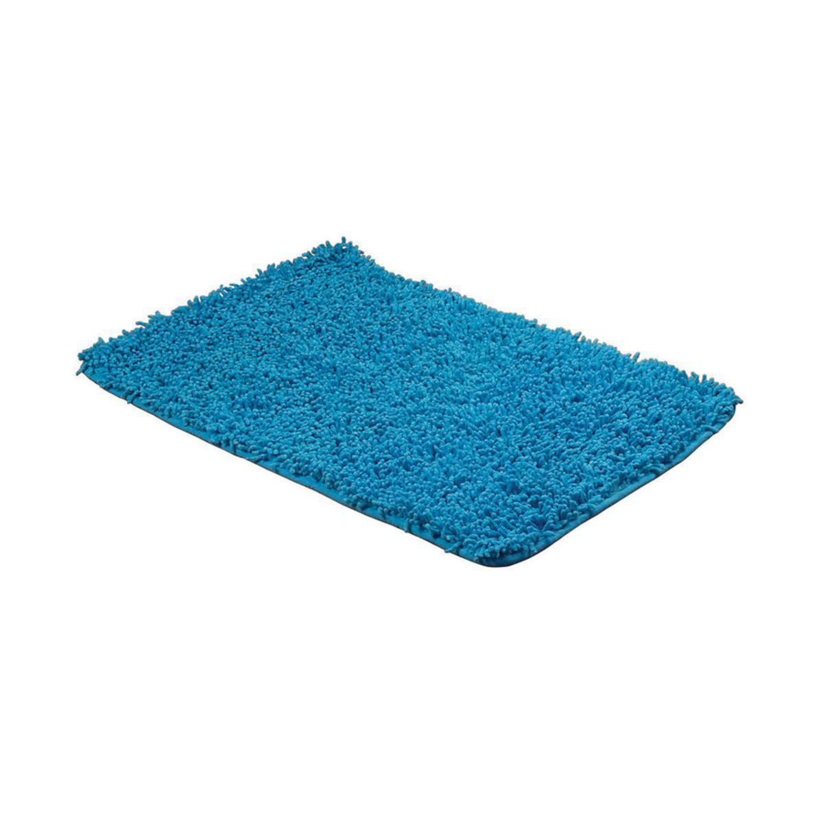 Tapis de bain maille chenille -  100% coton - 50 x 80 cm - Bleu turquoise