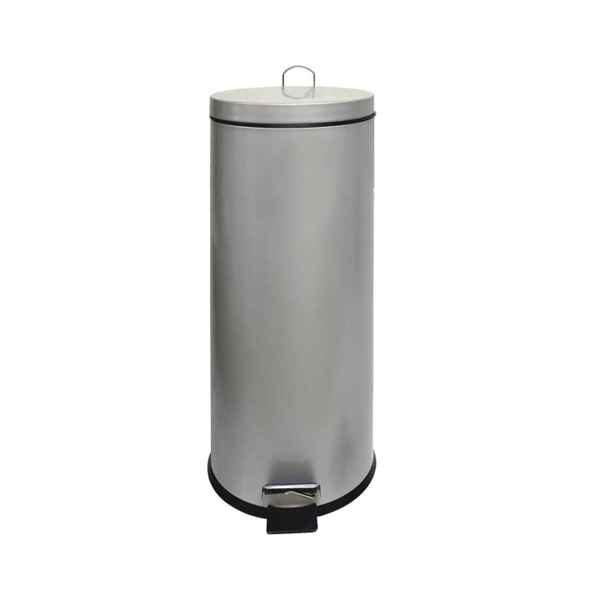 Poubelle en acier inox 30 l - 29,5 x 66 cm - Gris