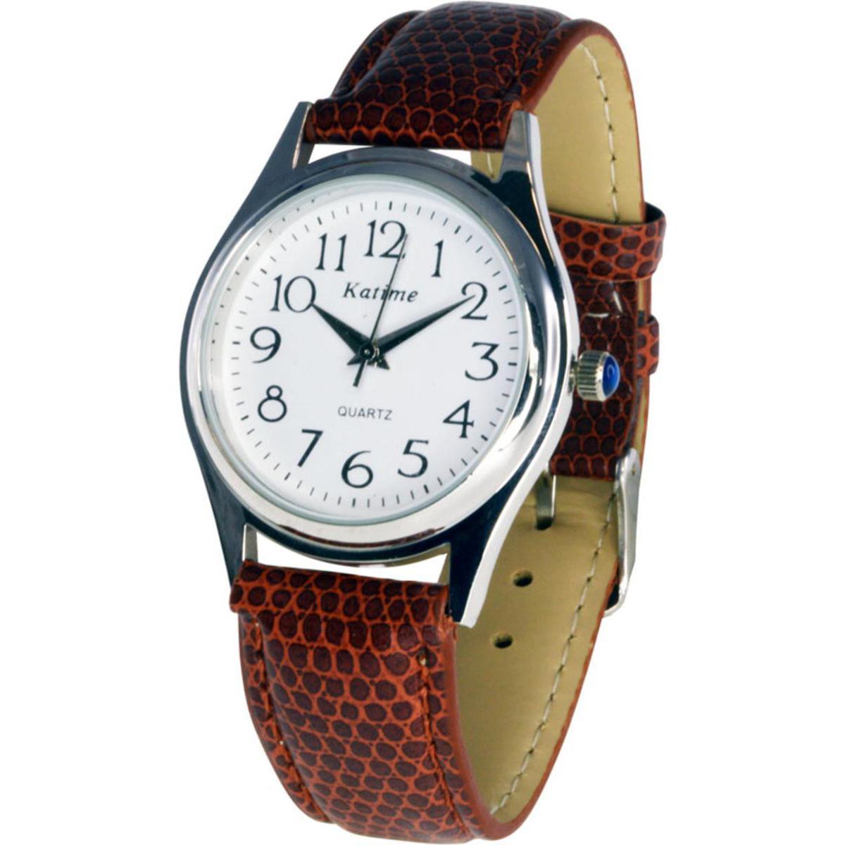 Montre classique mixte - Métal et cuir - Diamètre 23,5 cm - Différents coloris