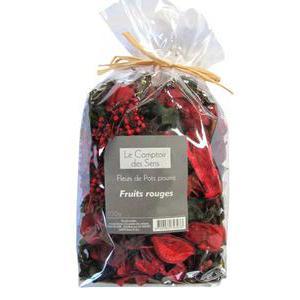 Pot-pourri senteur fruit - Fleurs séchées - 22 x 11 x H 6 cm - Rouge et vert