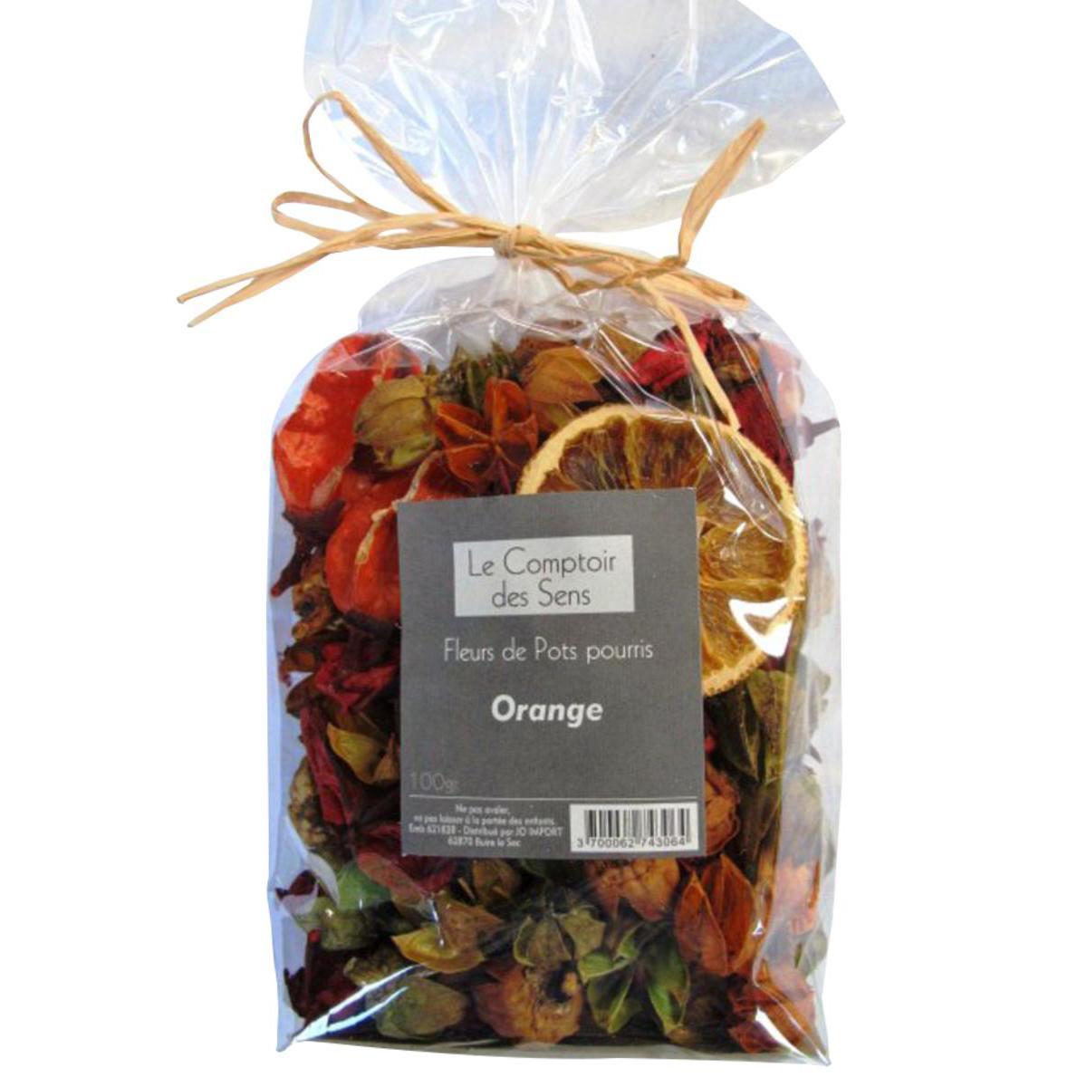 Pot-pourri senteur orange - Fleurs séchées - 22 x 11 x H 6 cm - Orange