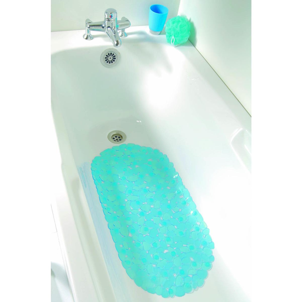 Tapis fond de baignoire anti-glisse galets - 69 x 36 cm - Bleu