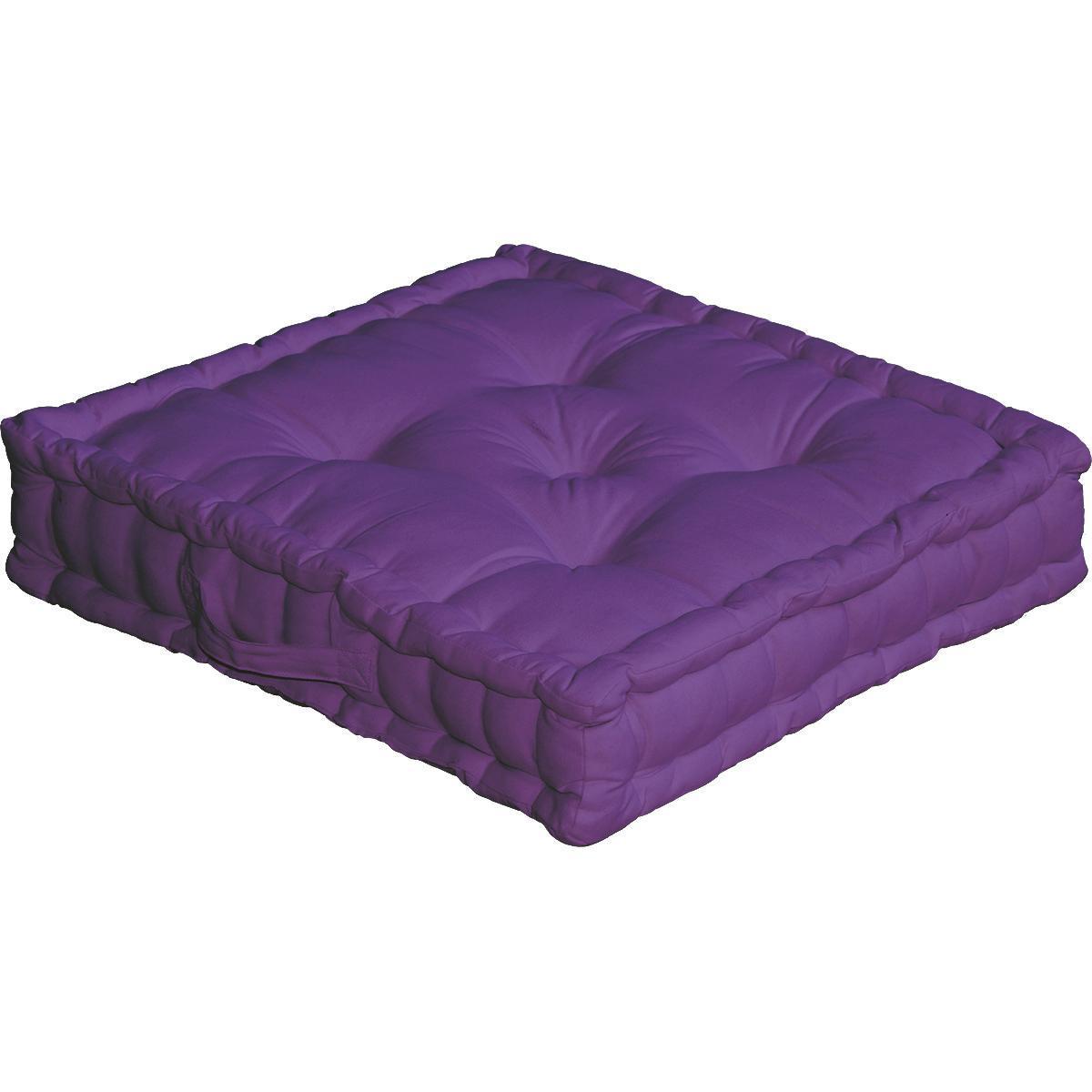 Coussin de sol avec poignée 50 x 50 x 10 cm coloris violet