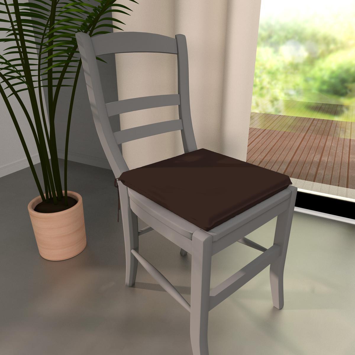 Galette de chaise - 100% coton - 36x38cm - Marron chocolat