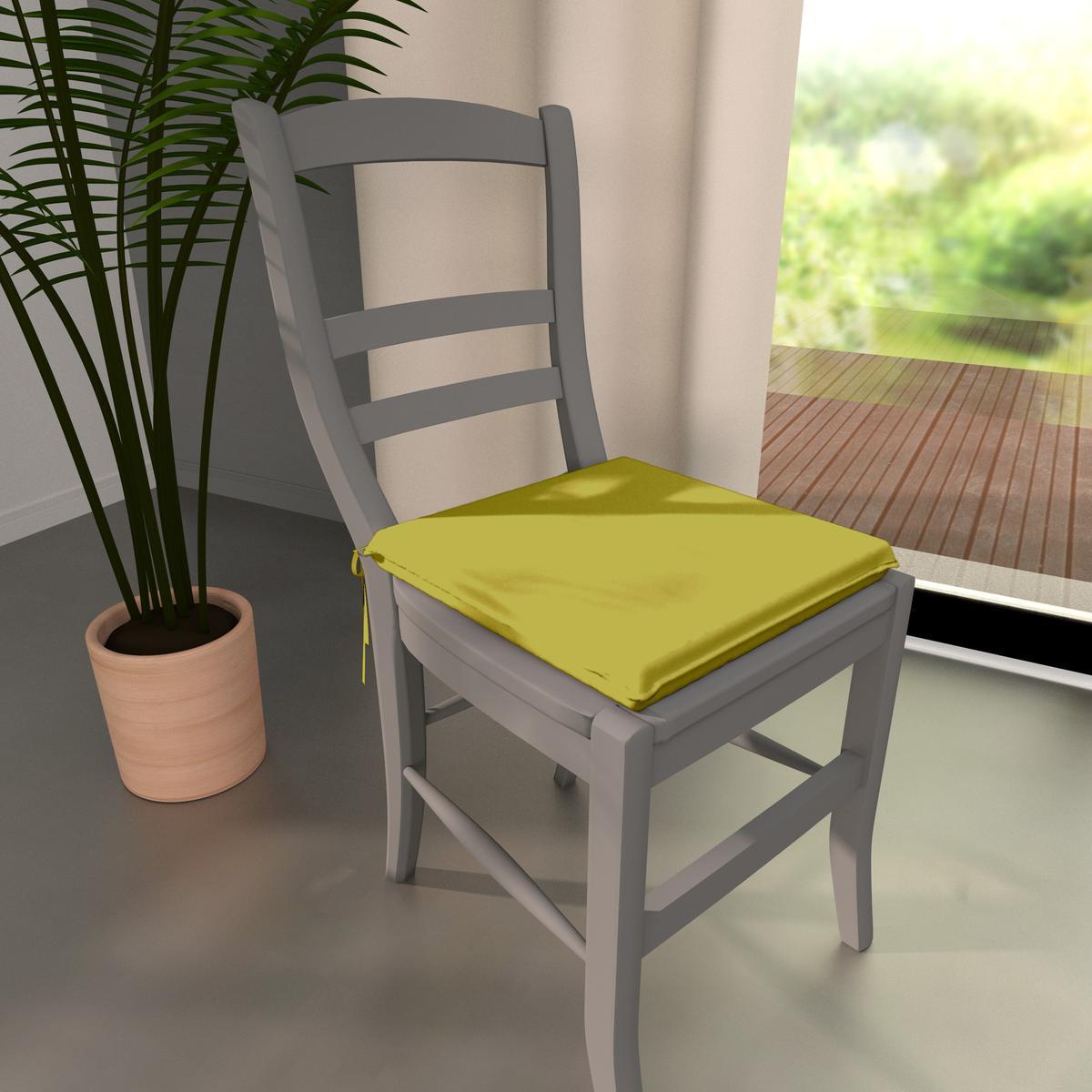 Galette de chaise - 100% coton - 36x38cm - Vert fenTRUEl
