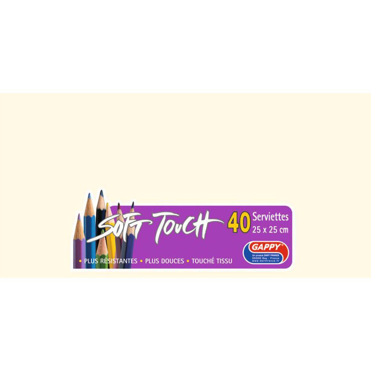 Lot de 40 serviettes papier Soft Touch Gappy - 25 x 25 cm - Pure Ouate de Cellulose - Orange