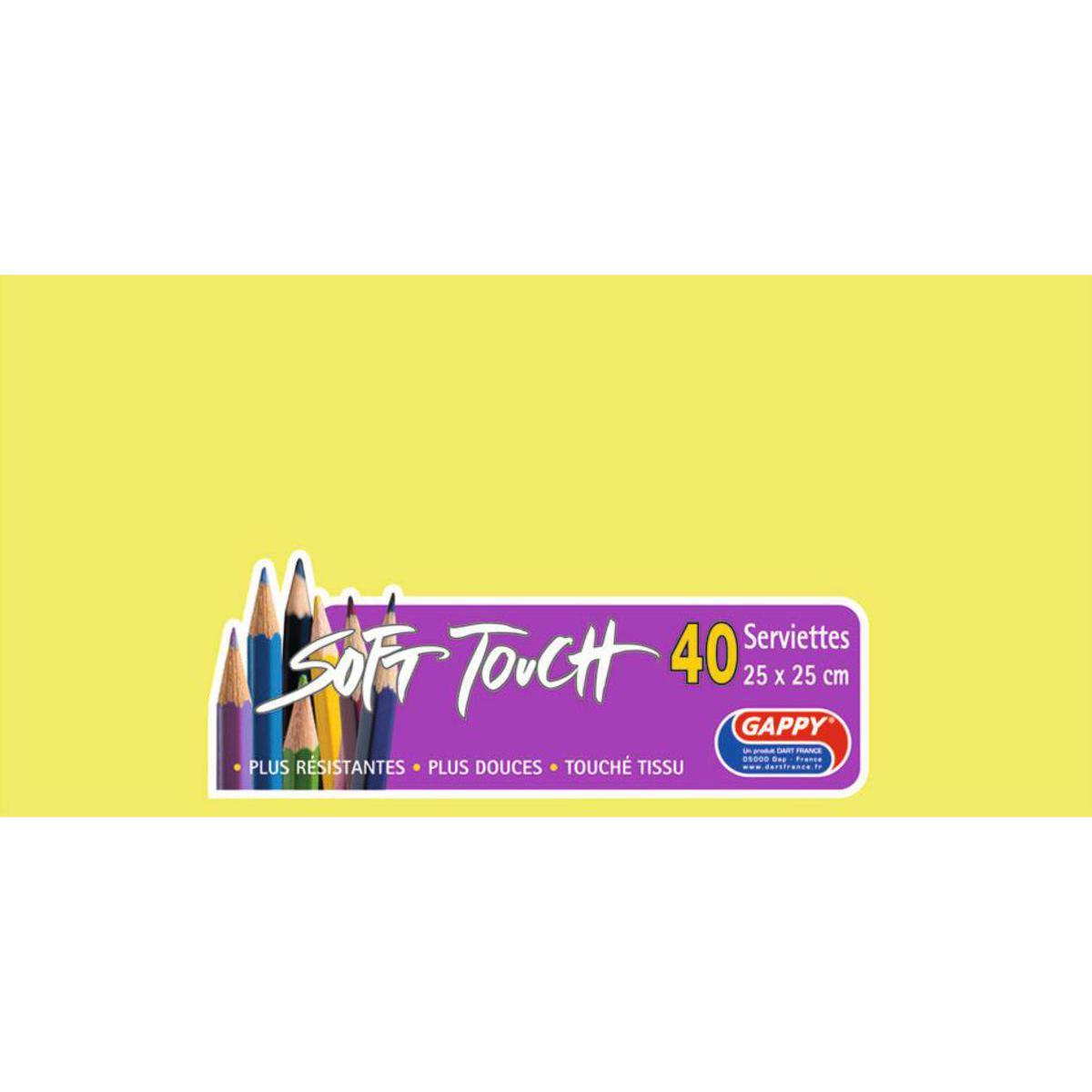 Lot de 40 serviettes papier Soft Touch Gappy - 25 x 25 cm - Pure Ouate de Cellulose - Vert