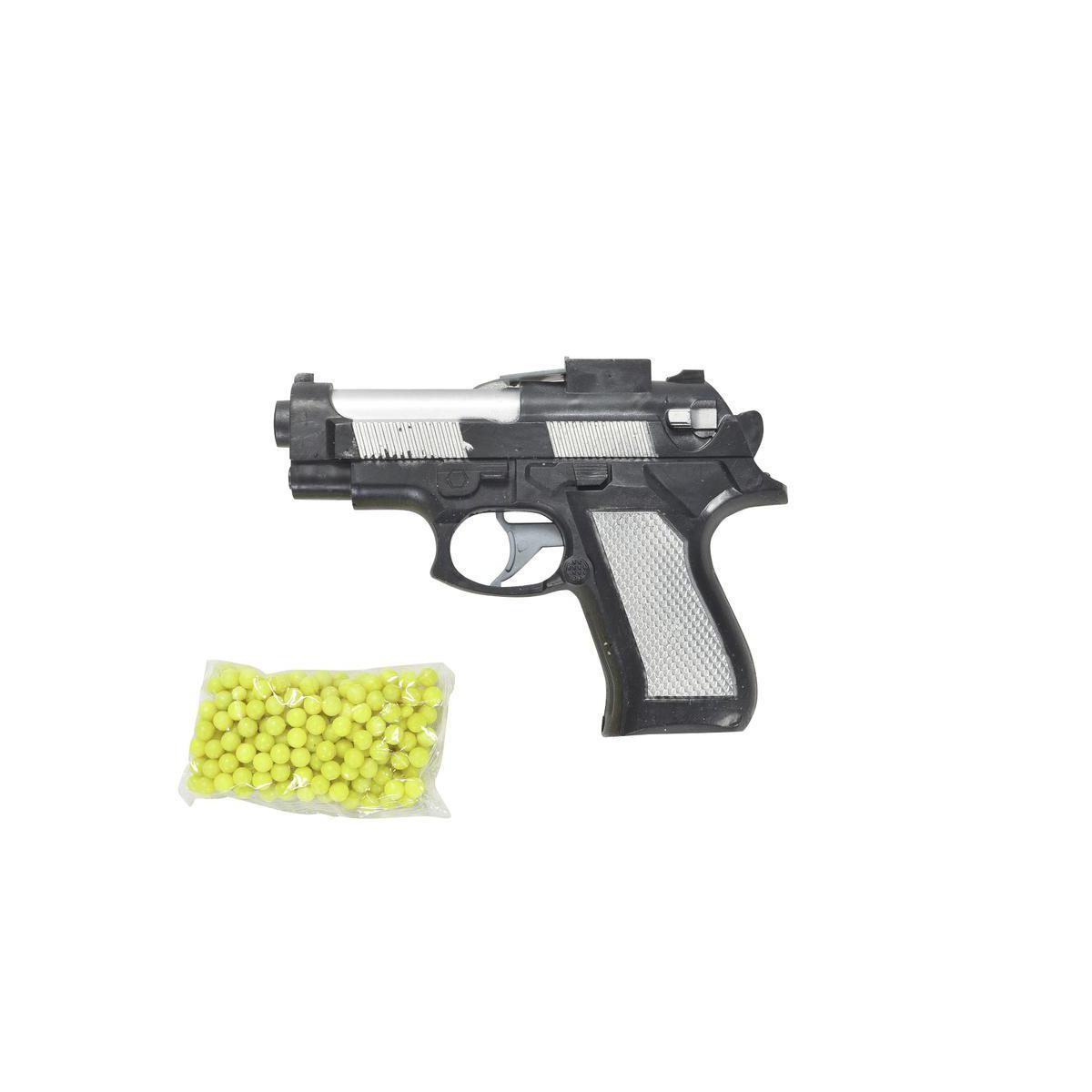 Pistolet à bille en plastique - 23 x 15 x 3 cm - Noir, Jaune