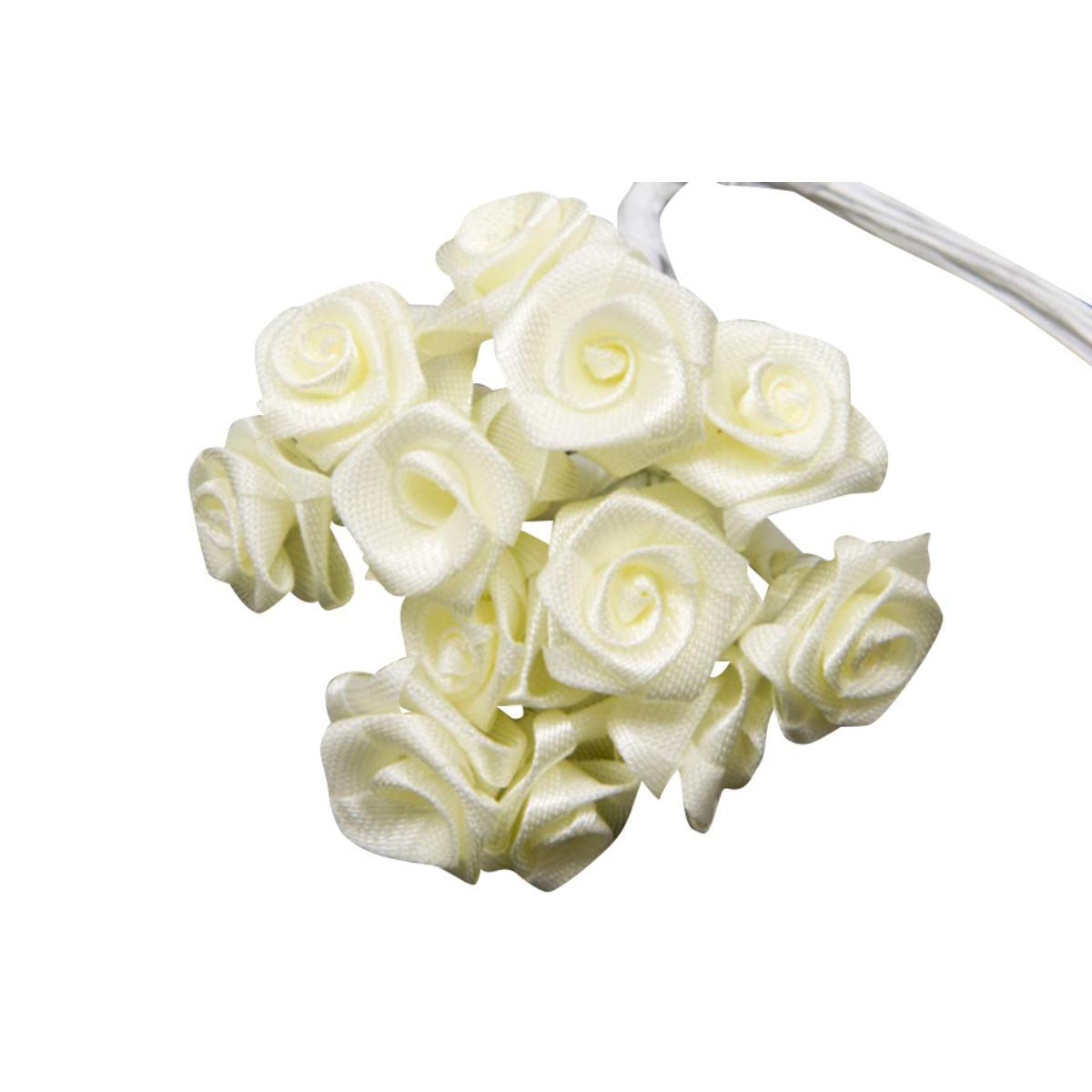 Bouquet de mini rosettes - ø 1,5 cm - Polyester - Ivoire