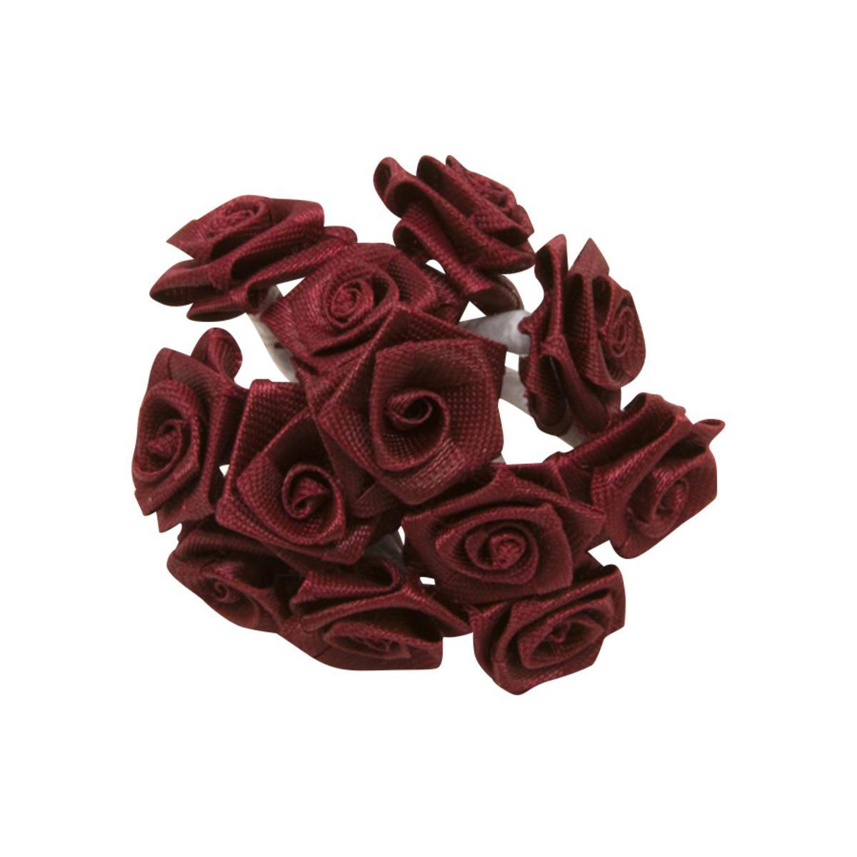 Bouquet de mini rosettes - ø 1,5 cm - Polyester - Bordeaux