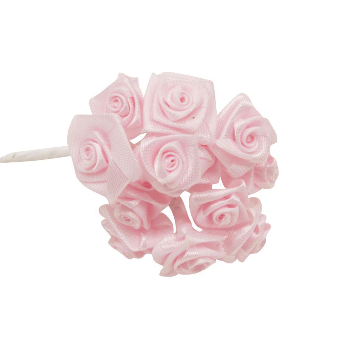 Bouquet de mini rosettes - ø 1,5 cm - Polyester - Rose