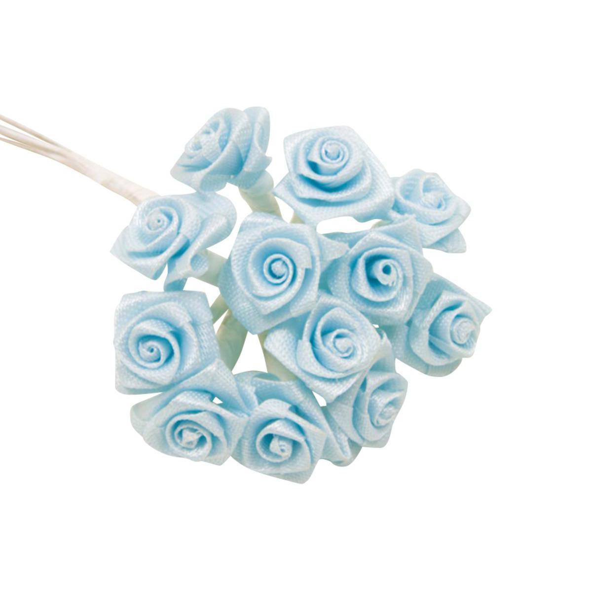 Bouquet de mini rosettes - ø 1,5 cm - Polyester - Bleu