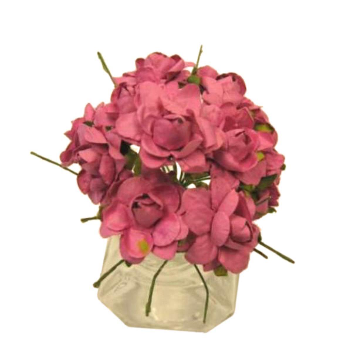 Composition de 12 fleurs - 2,5 cm - Papier - Rose