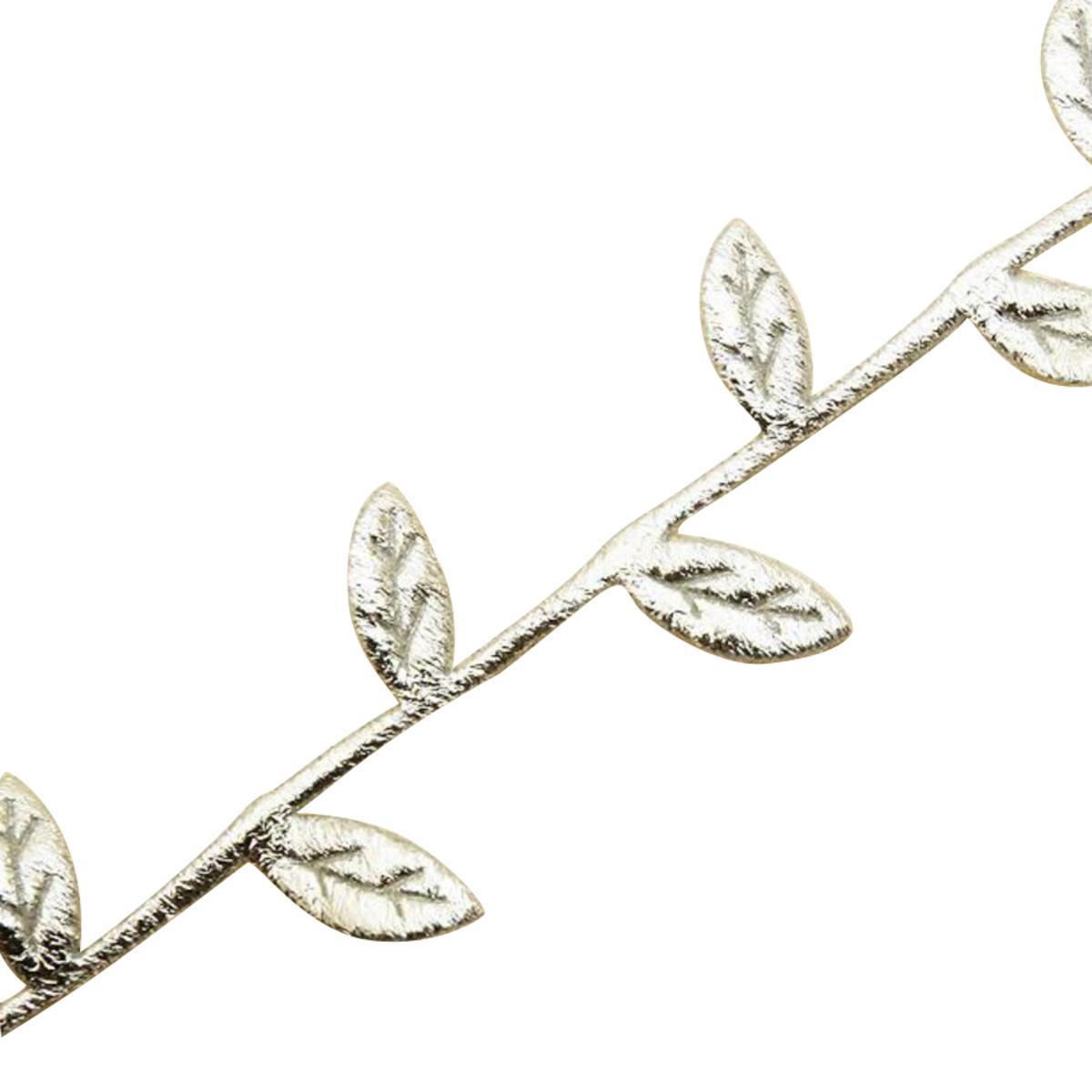 Ruban feuilles décoratif - 5 m - Polyester - Argent