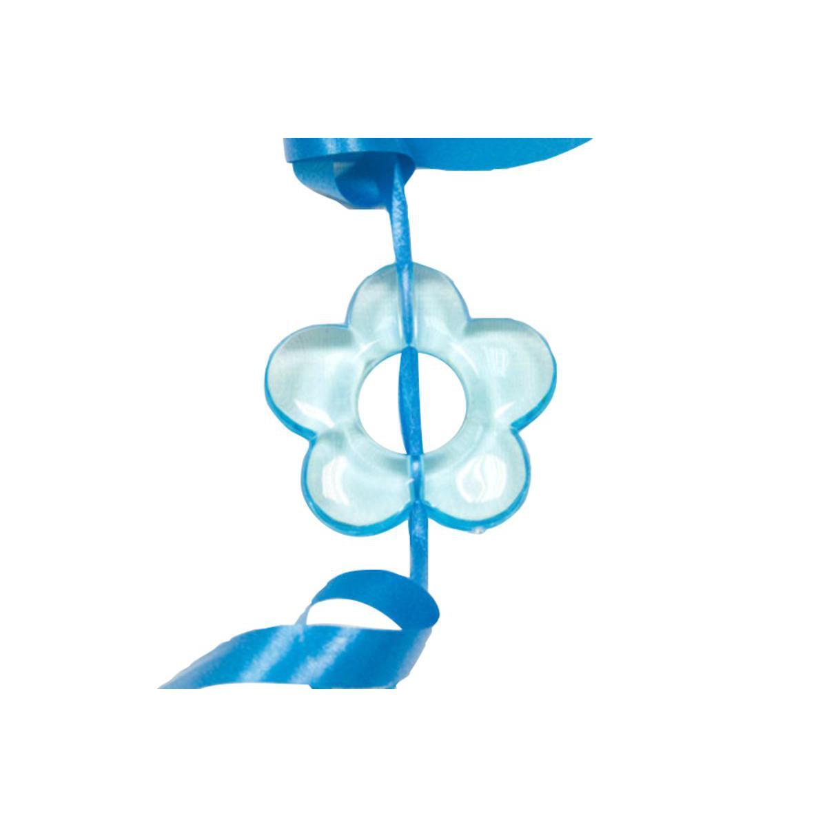 10 fleurs décoratives seventies - 3,5 cm - Plastique et papier - Bleu turquoise