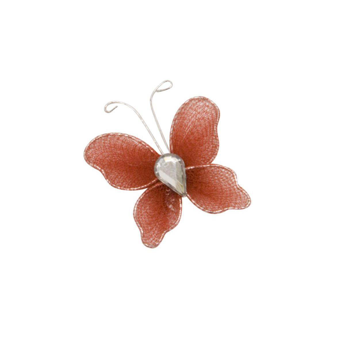 10 petits papillons décoratifs - 3,5 cm - Plastique - Bordeaux
