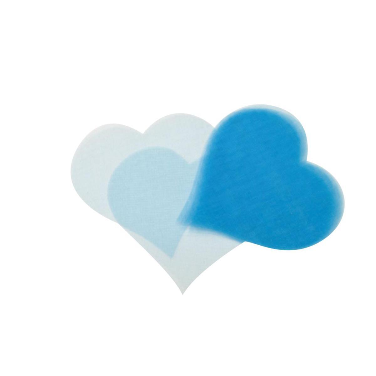 50 cœurs - 8,5 x 8,5 cm - Organza - Bleu turquoise
