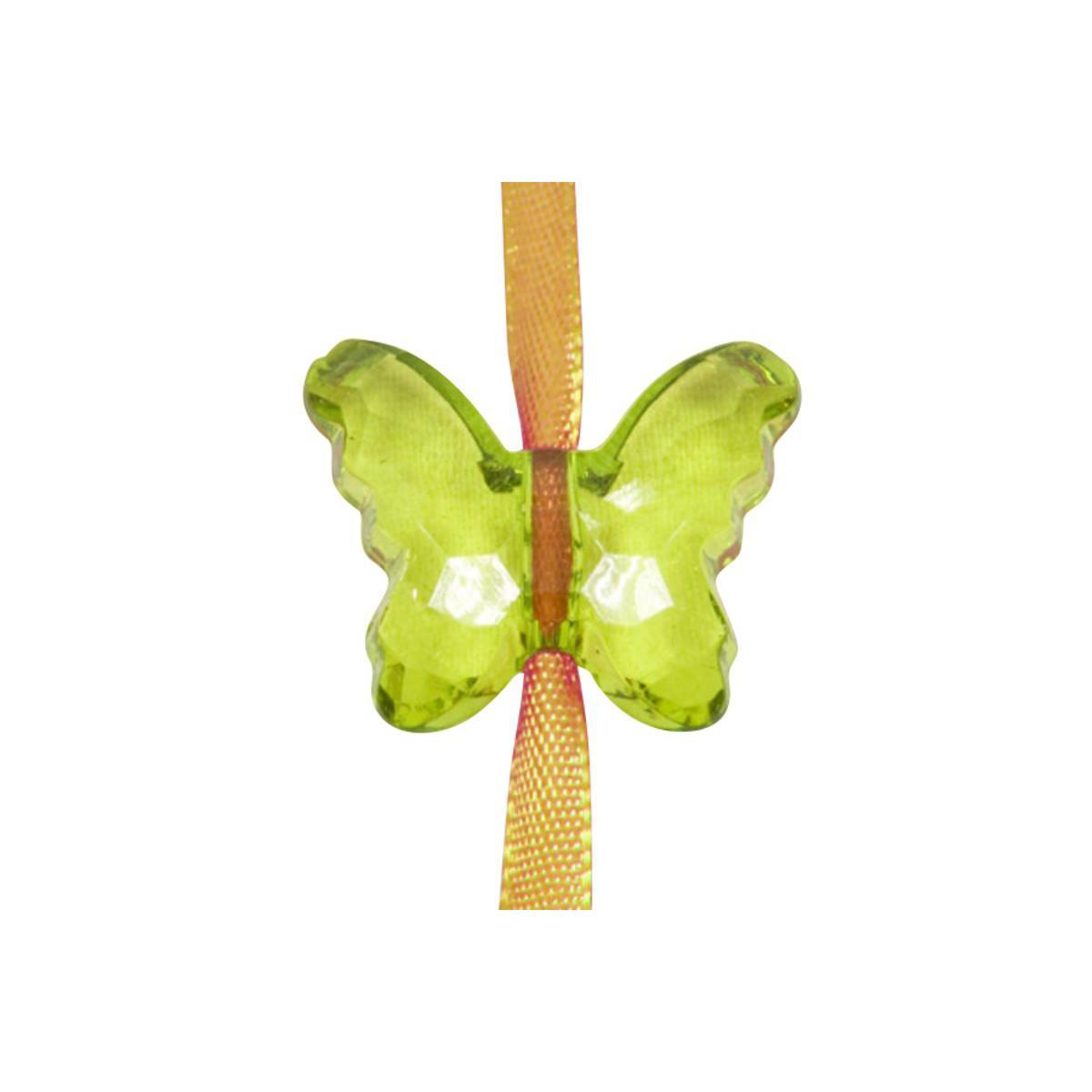 10 papillons effet cristal - 2,5 x 3 cm - Plastique - Vert