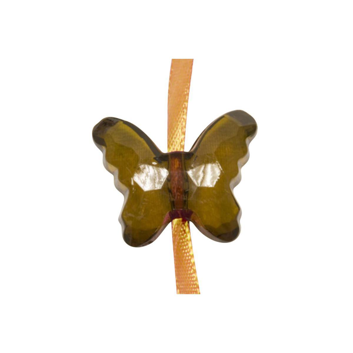 10 papillons effet cristal - 2,5 x 3 cm - Plastique - Marron