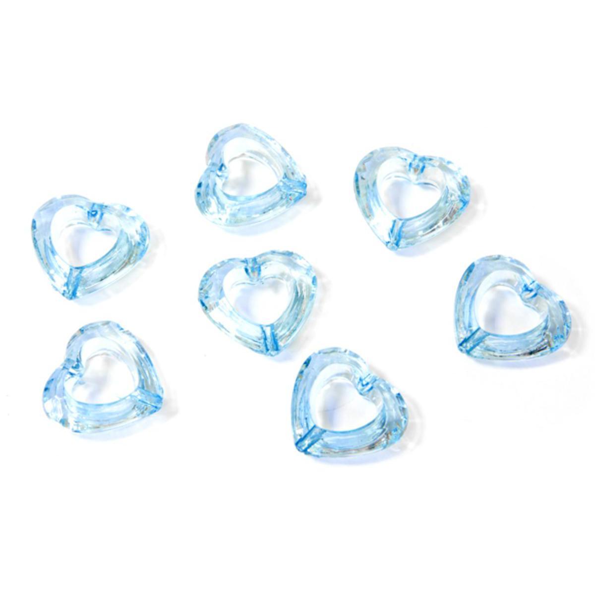 20 confettis de table cœur - 1,9 x 1,7 cm - Plastique - Turquoise