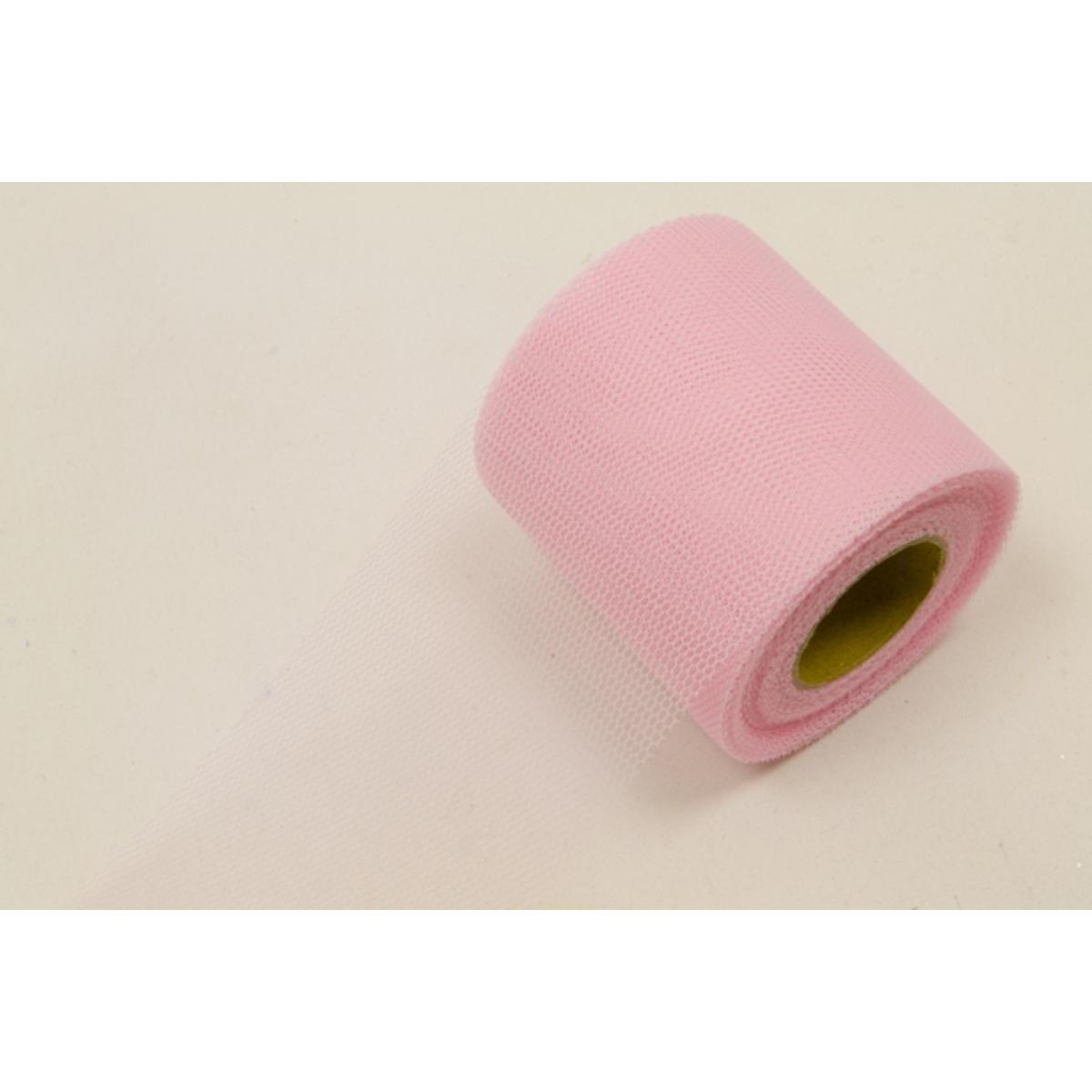 rouleau tulle uni avec cavalier 8cmx 20m rose