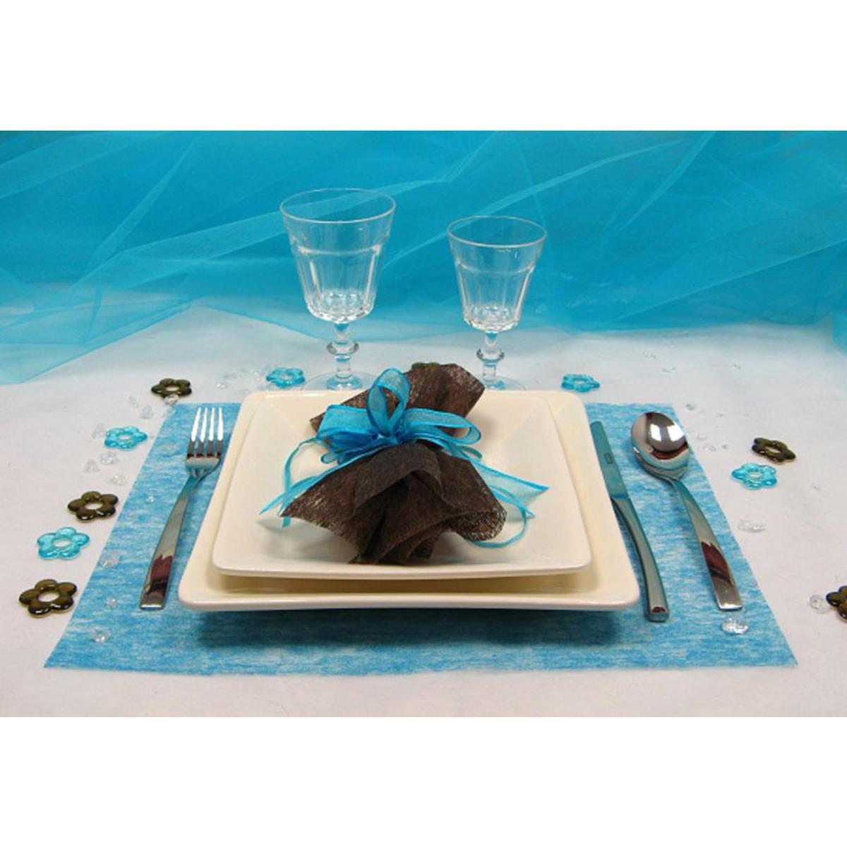 4 sets de table rectangulaires - 30 x 40 cm - Tissu - Bleu turquoise