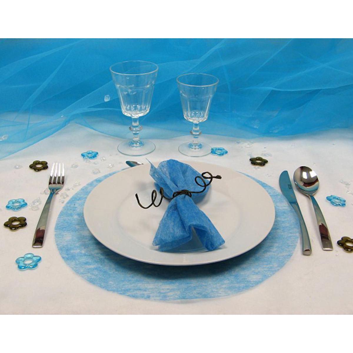 4 sets de table ronds - ø 35 cm - Tissu - Turquoise