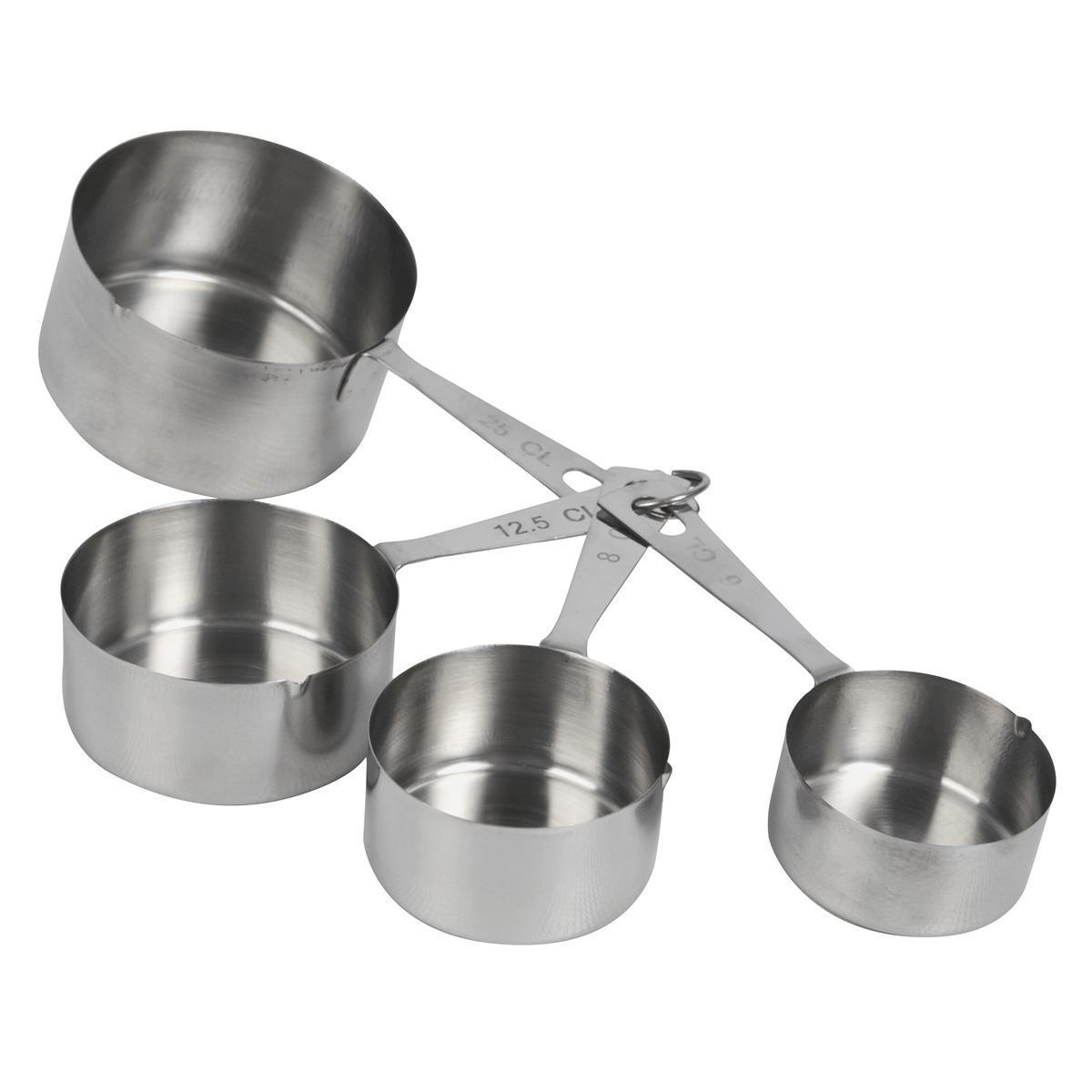 Lot de 4 casseroles à mesure - Acier inoxydable - Diamètre 6 / 8 / 12  12,5 cm - Gris