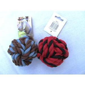 Balle - Coton - Diamètre 8 cm - Noir et rouge ou bleu et marron