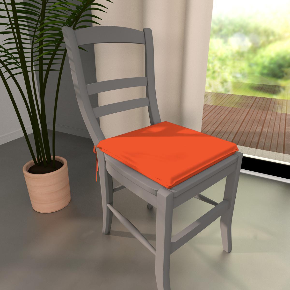 Galette de chaise - 100% coton - 36x38cm - Orange mandarine