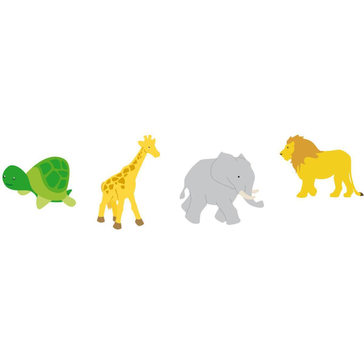 Lot de 8 embellissements Animaux d'Afrique - Bois - 8 x 0,5 x 12 cm - Multicolore