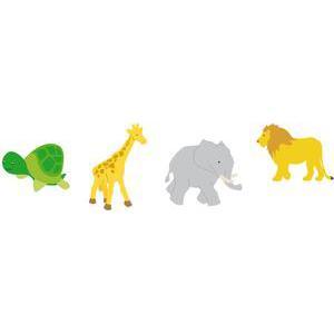 Lot de 8 embellissements Animaux d'Afrique - Bois - 8 x 0,5 x 12 cm - Multicolore