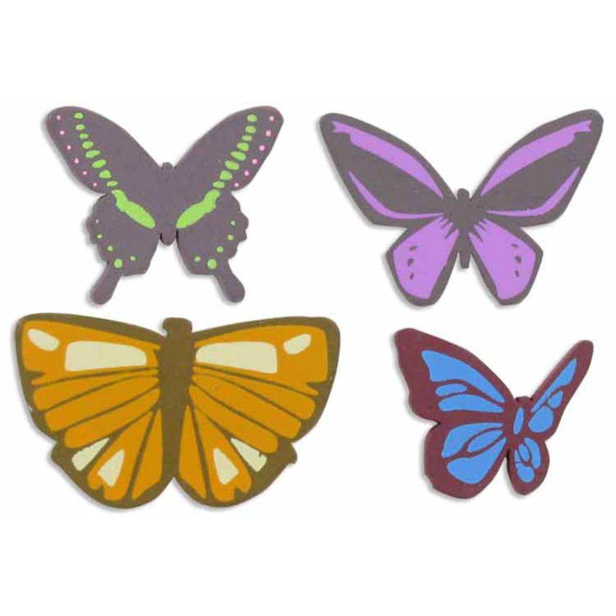 Lot de 8 embellissements Papillons - Bois - 8 x 0,5 x 12 cm - Multicolore
