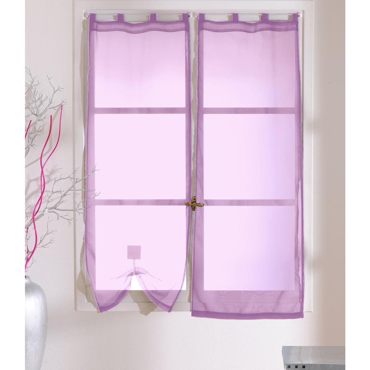 Paire de vitrages - 100% polyester - 70 x 160 cm - Violet parme