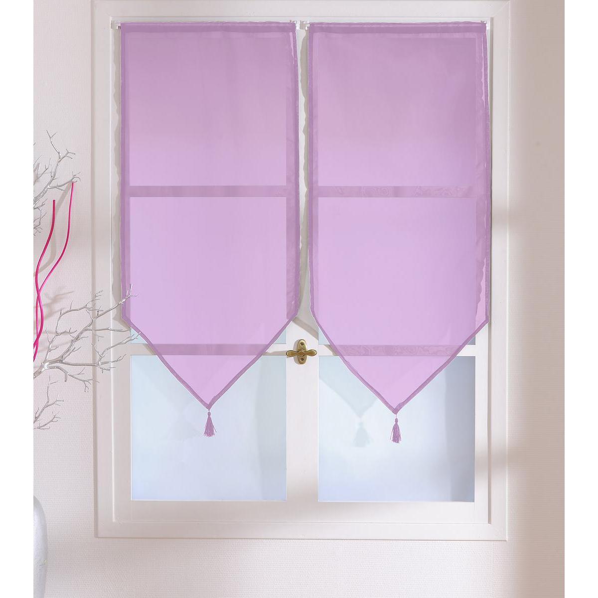 Paire de vitrages - 100% polyester - 60 x 90 cm - Violet parme