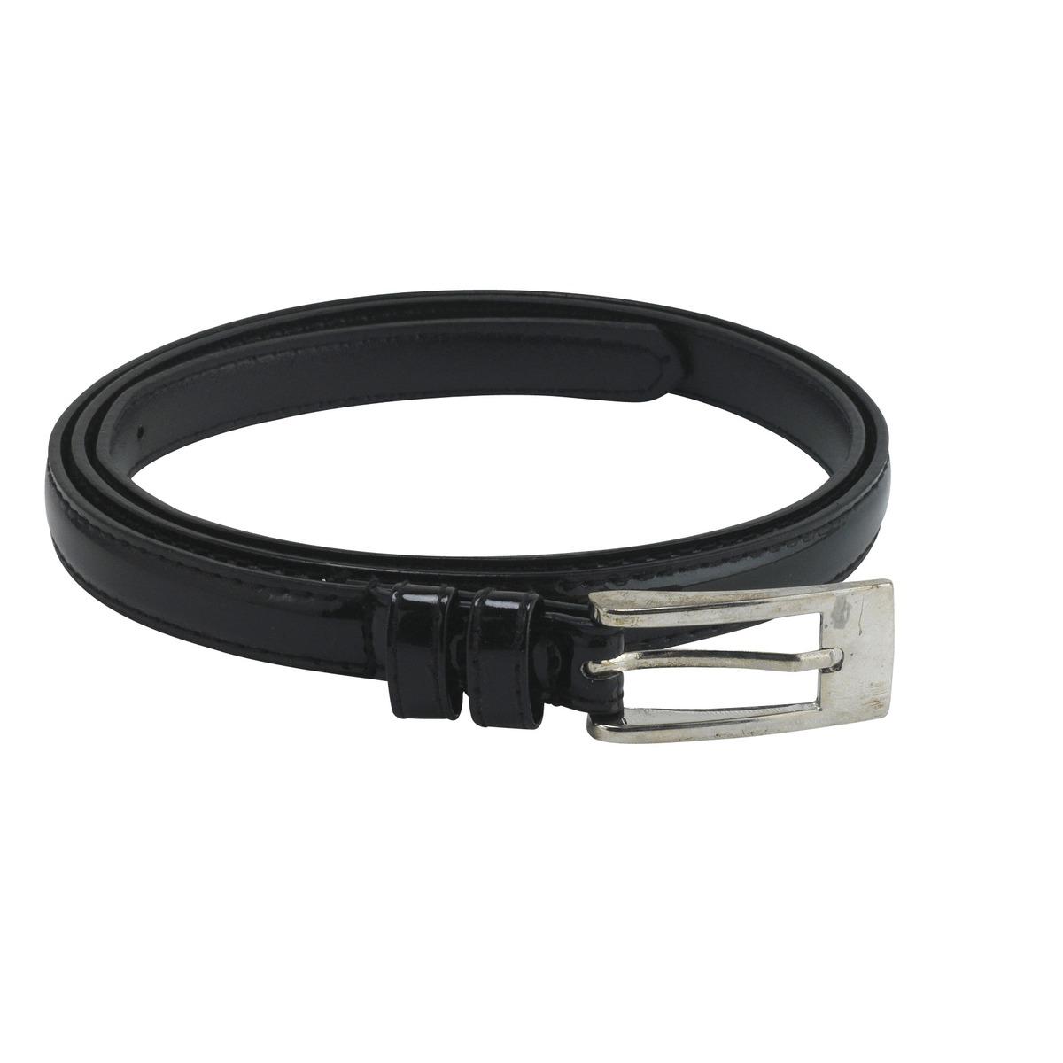 Ceinture femme vernis fine - Longueur 80 à 100 cm - Noir