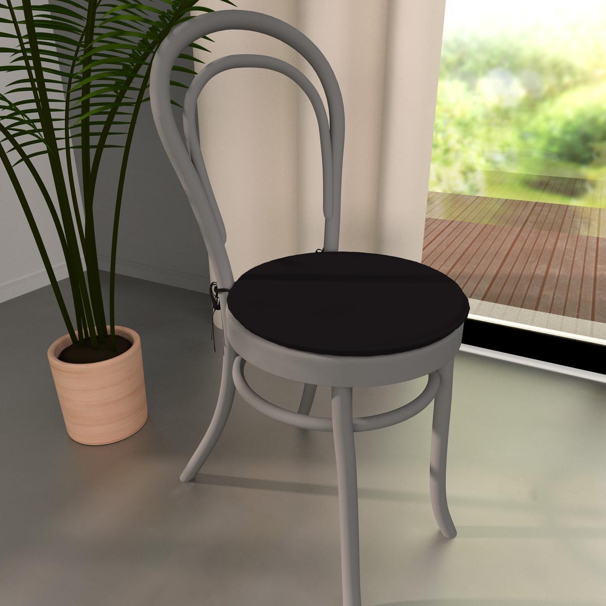 Galette de chaise ronde - 100% coton - diamètre 38cm - noir