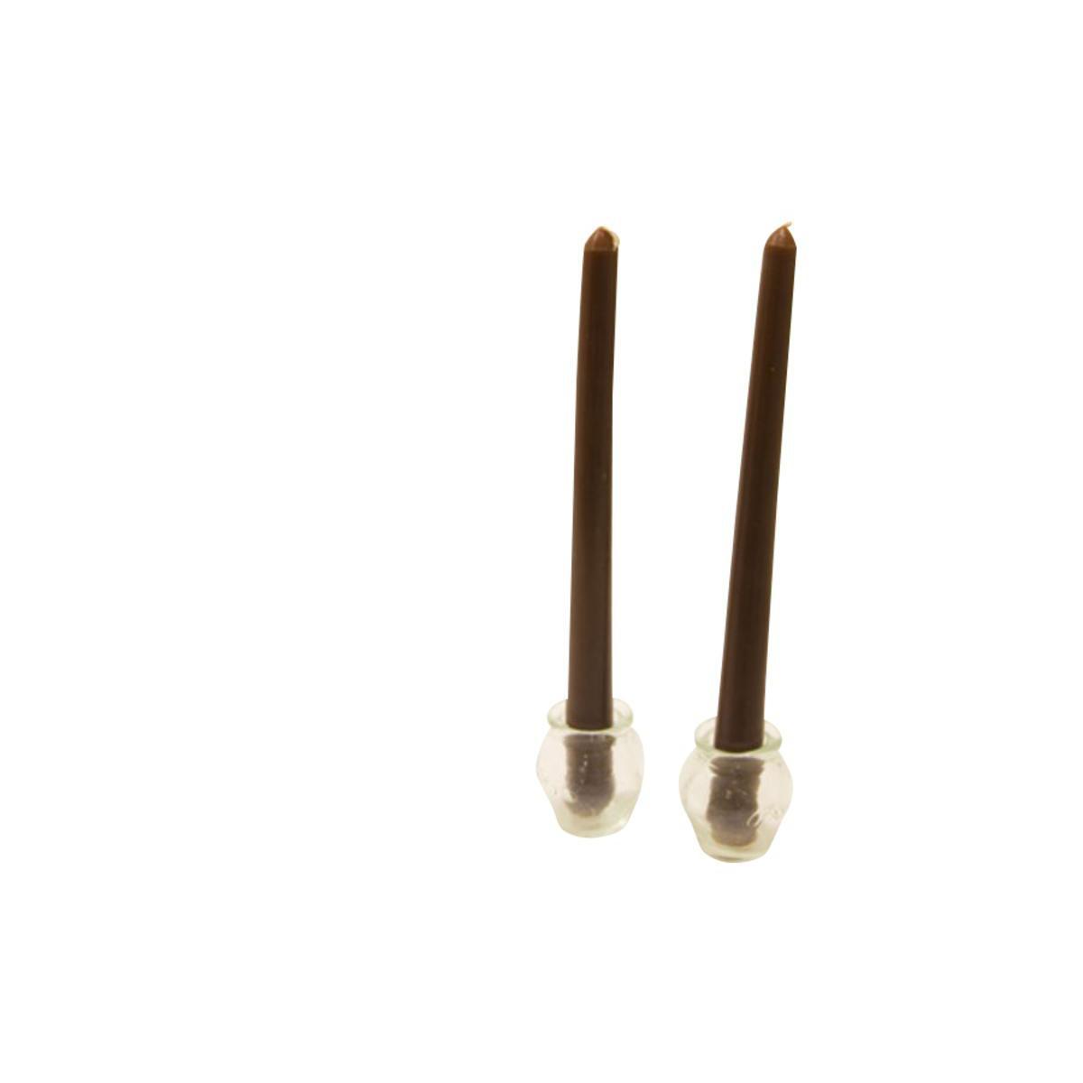 2 bougies à diner - Hauteur 25 cm - Marron