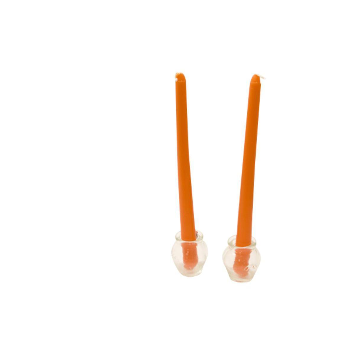 2 bougies à diner - Hauteur 25 cm - Orange