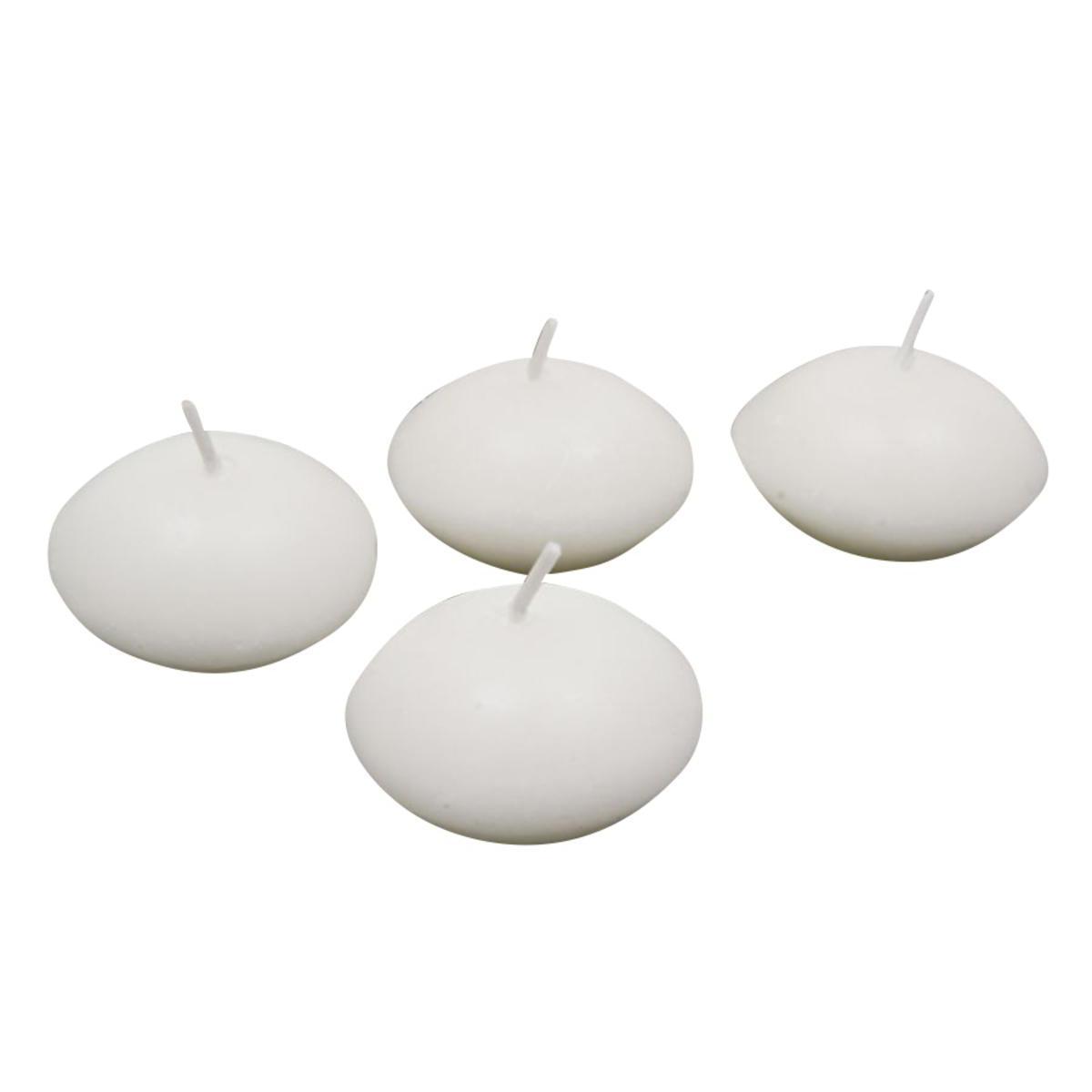 4 bougies flottantes - Paraffine - ø 4,5 cm - Blanc