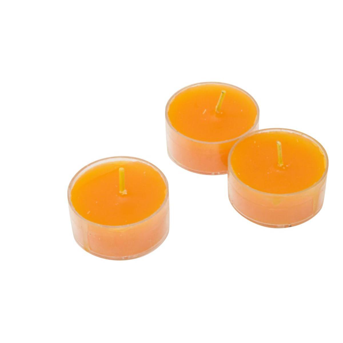 Lot de 6 bougies chauffe plat - Diamètre 3,8 cm - Orange