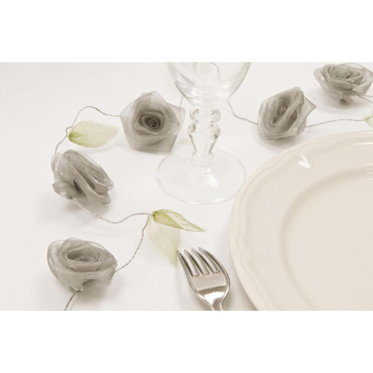 Guirlande de roses - Organza - 2,5 m - Gris