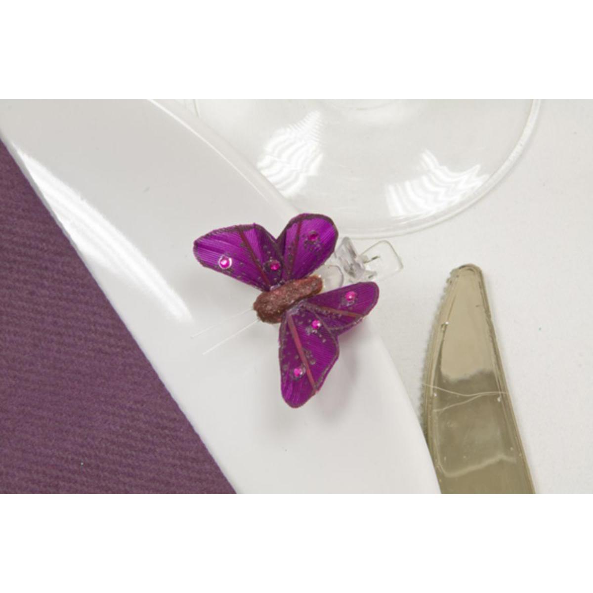 papillon sur pince + strASSIETTES x 4 (2,7 x 3,5cm) bordeaux